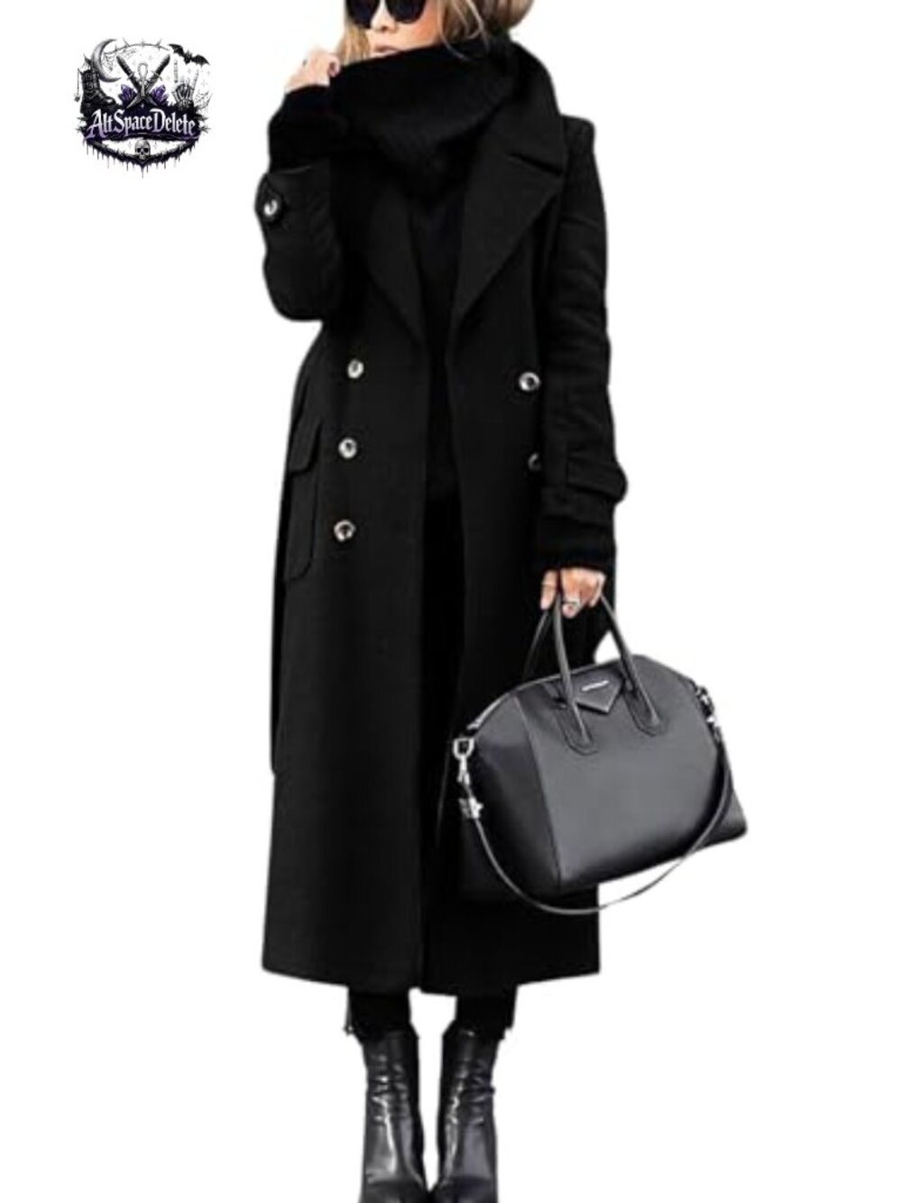 Double Breasted Wool Blend Pea Coat with Belt Long Winter Overcoat
